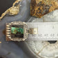 Sterling Silver Southwestern Style Rectangle Blackjack Turquoise Decorated Pendant #1