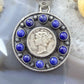 Genuine 1943 90% Silver Mercury Dime Coin w/Lapis Decorated Unisex Pendant
