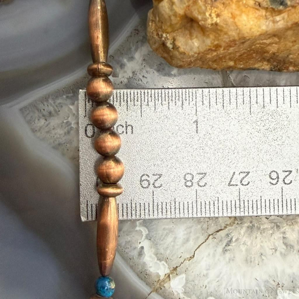 Copper Navajo Pearl Round & Cylinder w/Multi Color Sediment Jasper 18" Necklace For Women