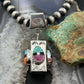 Cliffton Aguilar Santo Domingo Sterling Silver Decorated Multistone Rectangular Pendant