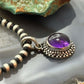 Sterling Silver Southwestern Style Oval Amethyst Decorated Charm/Pendant For Women