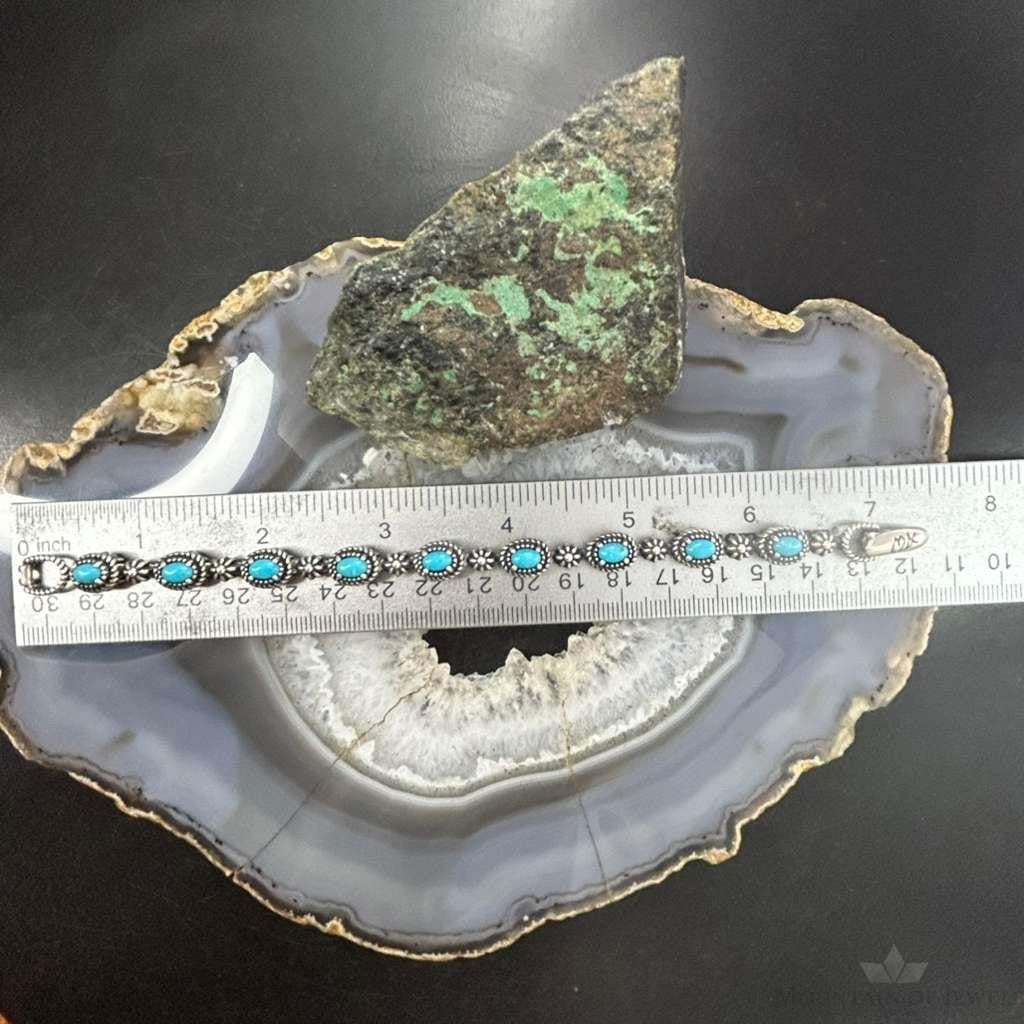 Carolyn Pollack Sterling Silver 9 Oval Turquoise Link Bracelet For Women