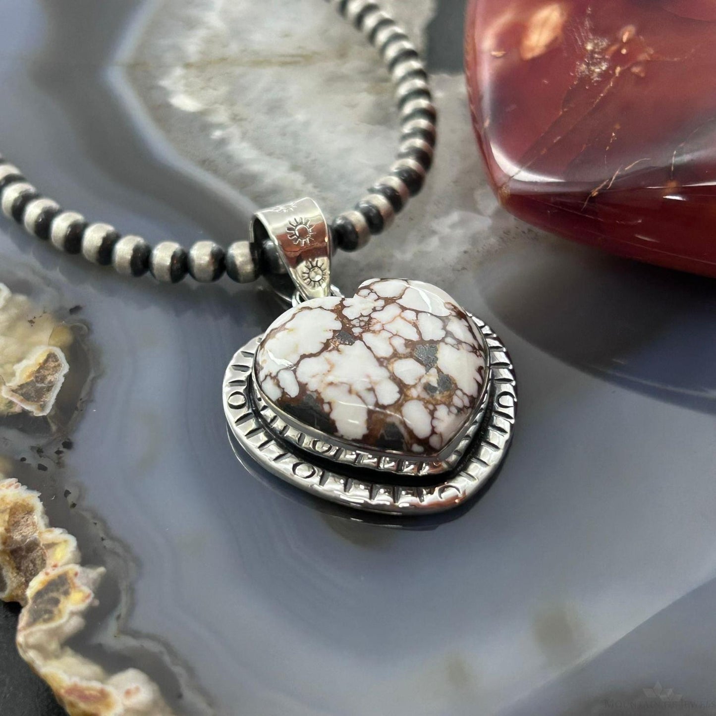 Sterling Silver Southwestern Style Wild Horse Decorated Heart Pendant For Women