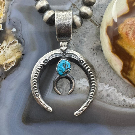Eva & Linberg Billah Native American Sterling Silver Oval Turquoise Unisex Naja Pendant