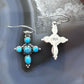 Sterling Silver Southwestern Style Turquoise Cross Dangle Earrings For Women