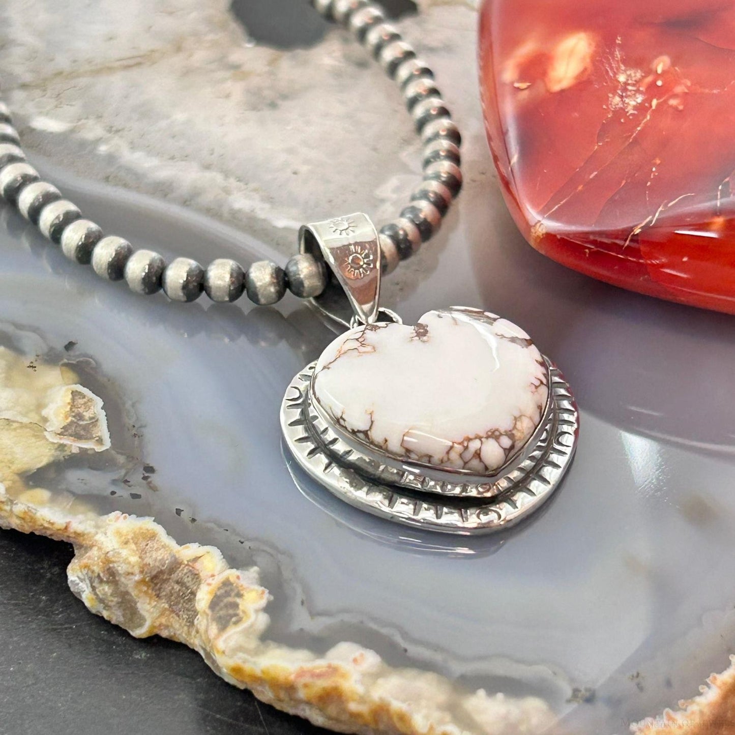 Sterling Silver Southwestern Style Wild Horse Decorated Heart Pendant For Women #3