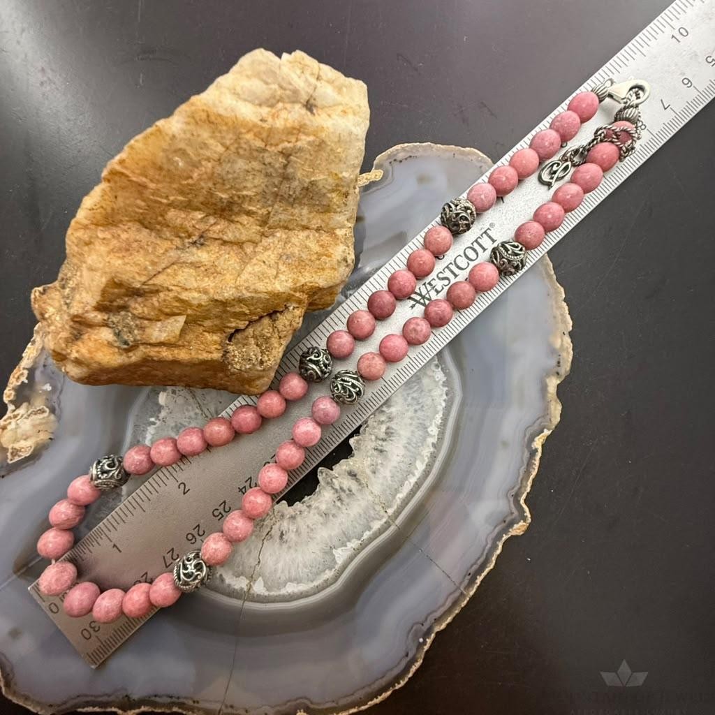 Carolyn Pollack Sterling Silver Round Rhodonite Beads 17"-20" Necklace For Women