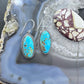 Native American Sterling Silver Elongated Oval Turquoise Dangle Earrings For Women