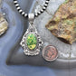 Sterling Silver Southwestern Style Oval Sonora Gold Turquoise Decorated Pendant For Women