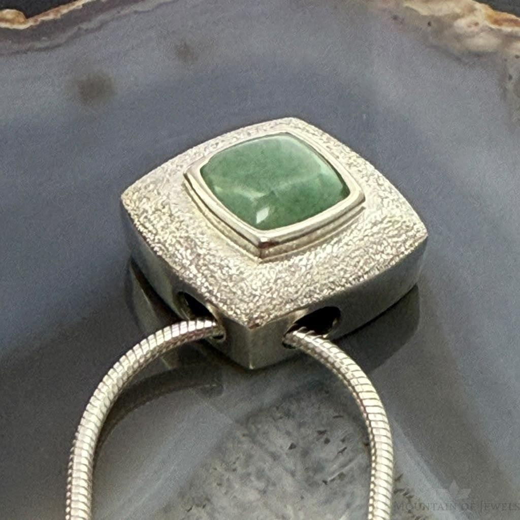 Carolyn Pollack Sterling Square Variscite Pendant 16"-18" Snake Chain Necklace