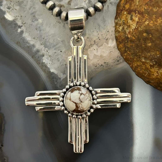 Sterling Silver Southwestern Style Round Wild Horse Unisex Zia Pendant #3