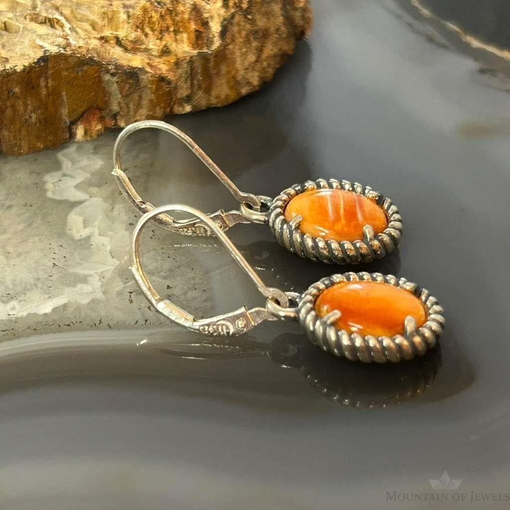 Carolyn Pollack Sterling Silver Spiny Oyster/Picture Jasper Double Sided Dangle Earrings