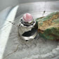 Native American Sterling Silver Oval Pink Conch Decorated Ring Size 7.75 For Women