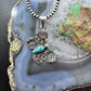 Alex Sanchez Sterling Silver Turquoise & Petroglyph Butterfly Pendant For Women