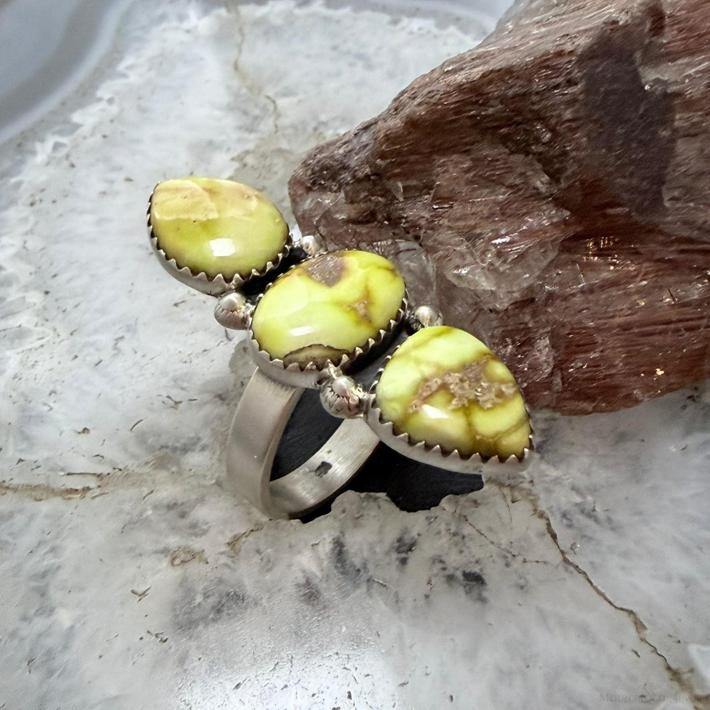 Sterling Silver Southwestern Style 3 Palomino Adjustable Ring For Women #1