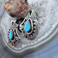 Abraham Begay Native American Sterling Silver Teardrop Turquoise Overlay Post Earrings For Women