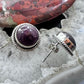 Native American Sterling Silver Round Purple Spiny Oyster Stud Earrings For Women