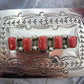 Joann Begay Native American Sterling Silver 5 Coral Stamped Belt Buckle For Men