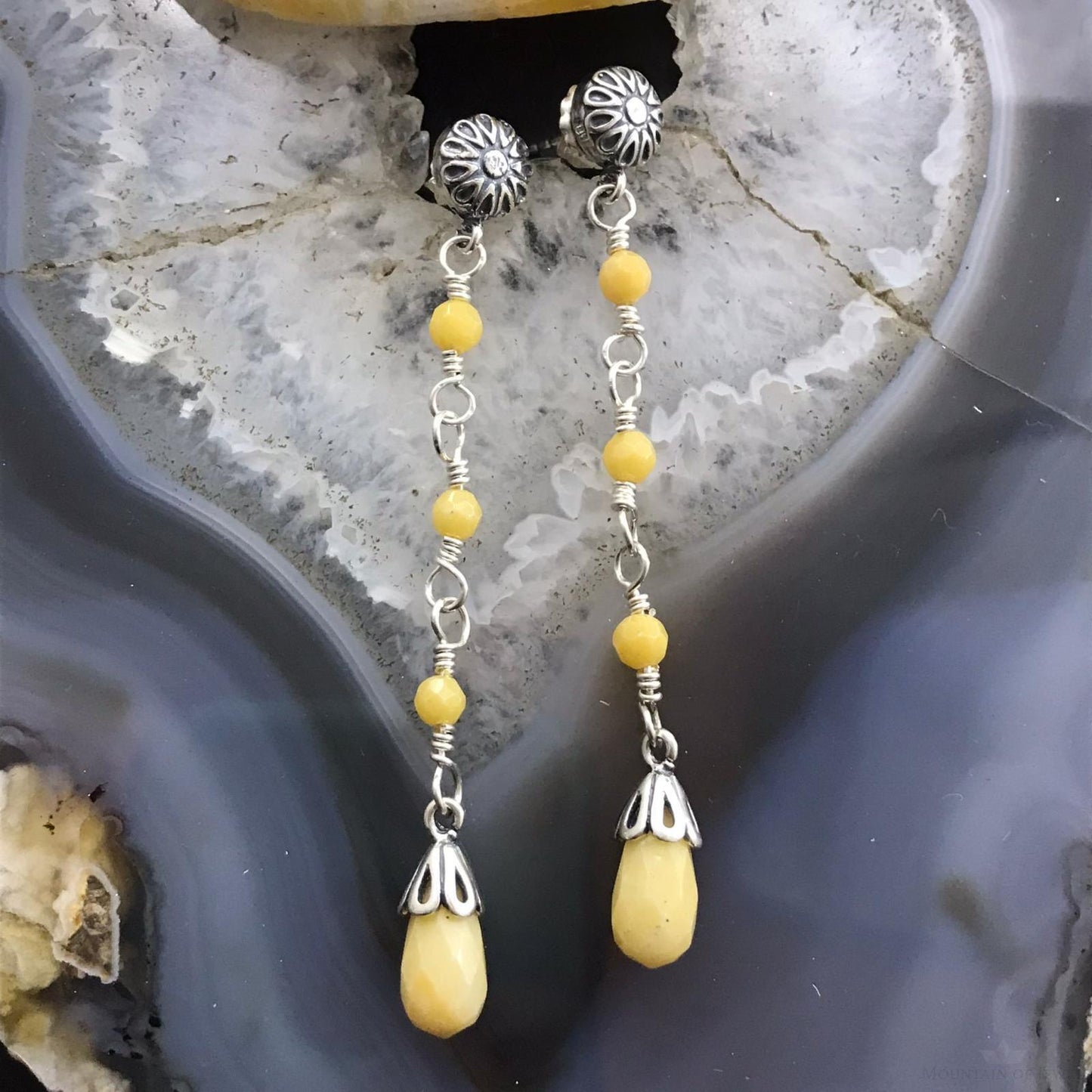 Carolyn Pollack Sterling Silver Faceted Yellow Jasper Dangle Earrings For Women