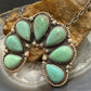 Sterling Silver Southwestern Style 7 Teardrop Royston Turquoise Naja Necklace For Women