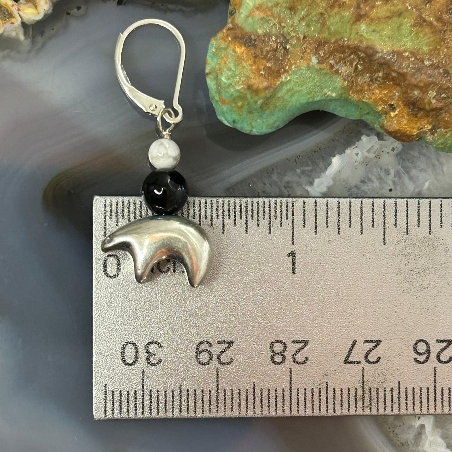 Carolyn Pollack Sterling Silver Fetish Bear w/Beads Dangle Earrings For Women