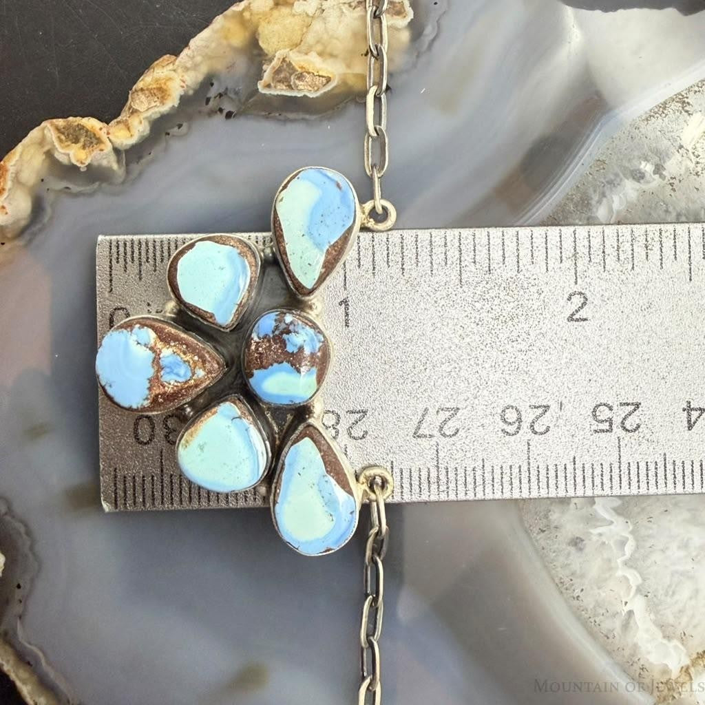Sterling Silver Southwestern Style Teardrop Golden Hill Turquoise Necklace For Women