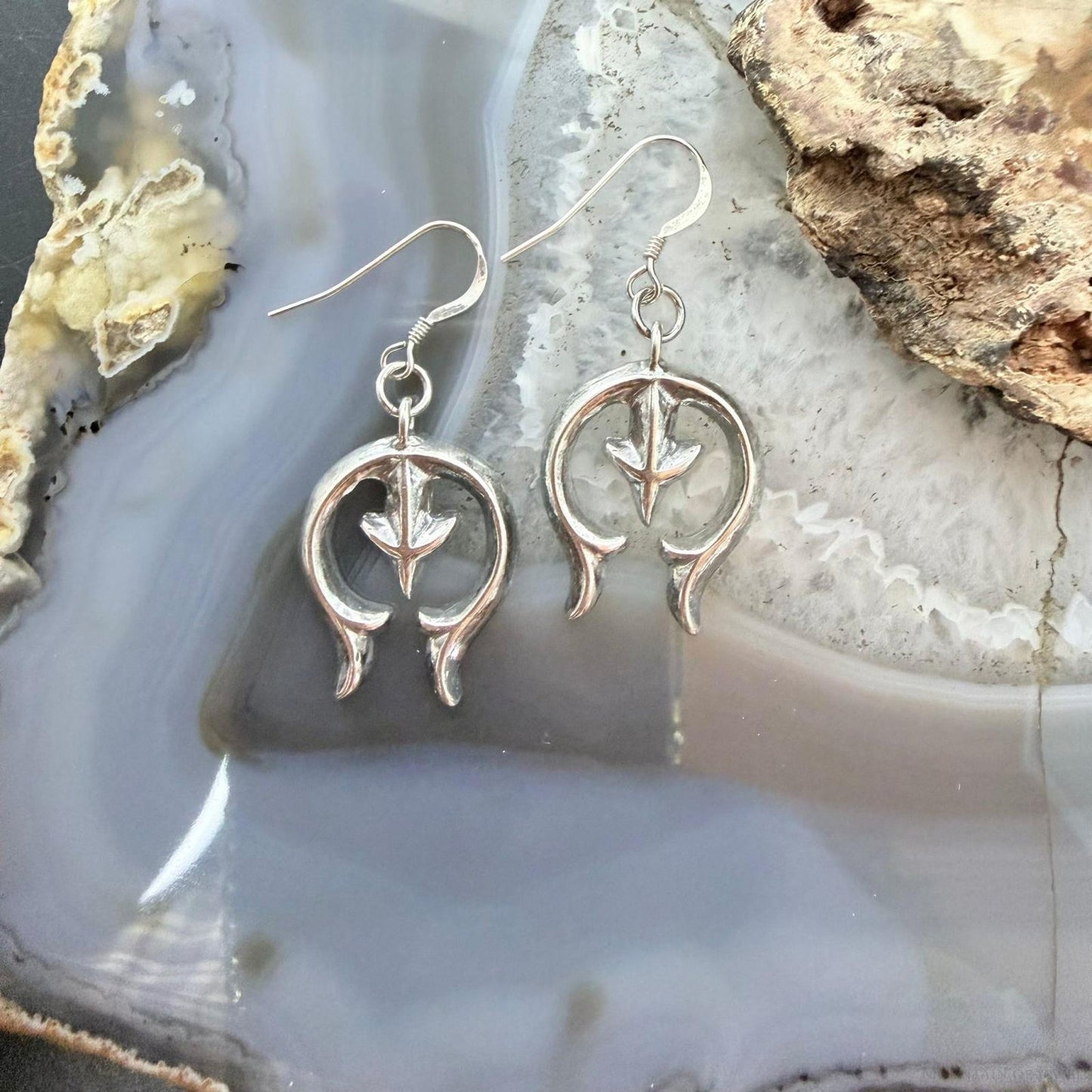 Sterling Silver Southwestern Style Naja Dangle Earrings For Women