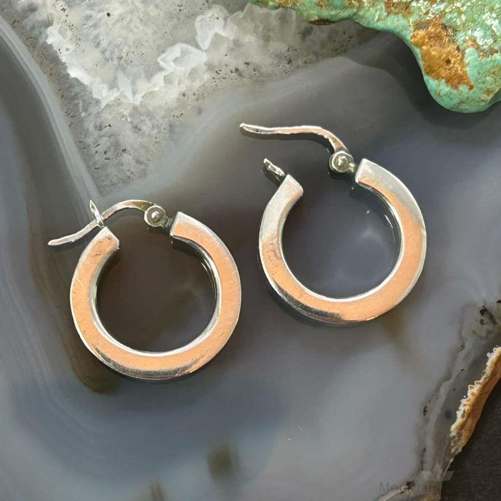 Sterling Silver Classic Wide Huggie Hoop Earrings For Women
