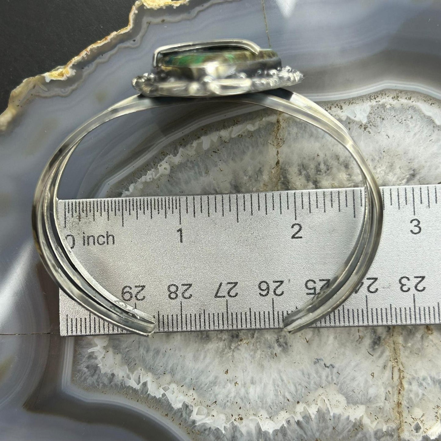 Sterling Silver Southwestern Style Large Teardrop Shattuckite Bracelet For Women