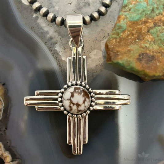 Sterling Silver Southwestern Style Rounded Wild Horse Unisex Zia Pendant #2