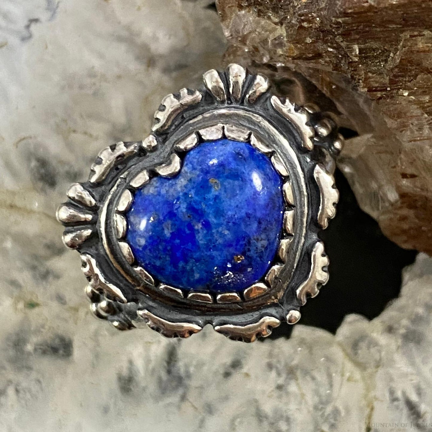 Carolyn Pollack Southwestern Style Sterling Lapis Heart Ring Variety of Sizes