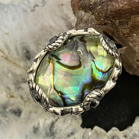 Carolyn Pollack Sterling Oval Abalone & Crystal Quartz Doublet Ring For Women