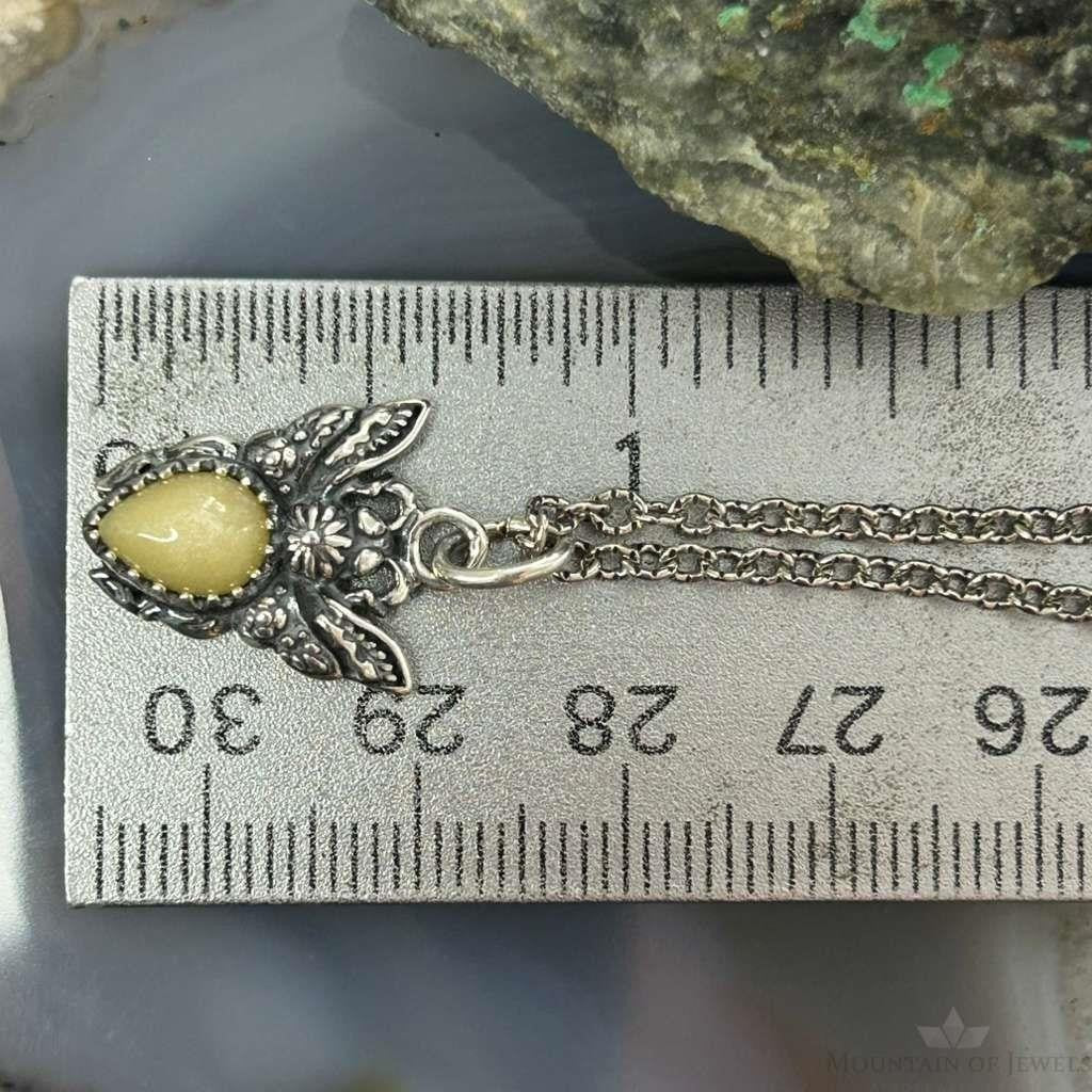 Carolyn Pollack Sterling Silver Yellow Jasper Tiny Bee Pendant Necklace For Women