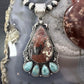 Sterling Silver Southwestern Style Large Red Creek & Mohave Turquoise Pendant For Women