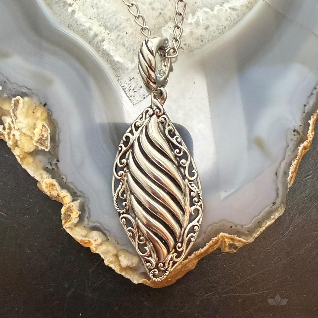Carolyn Pollack Sterling Silver Swirl Decorated Enhancer 16" Necklace For Women