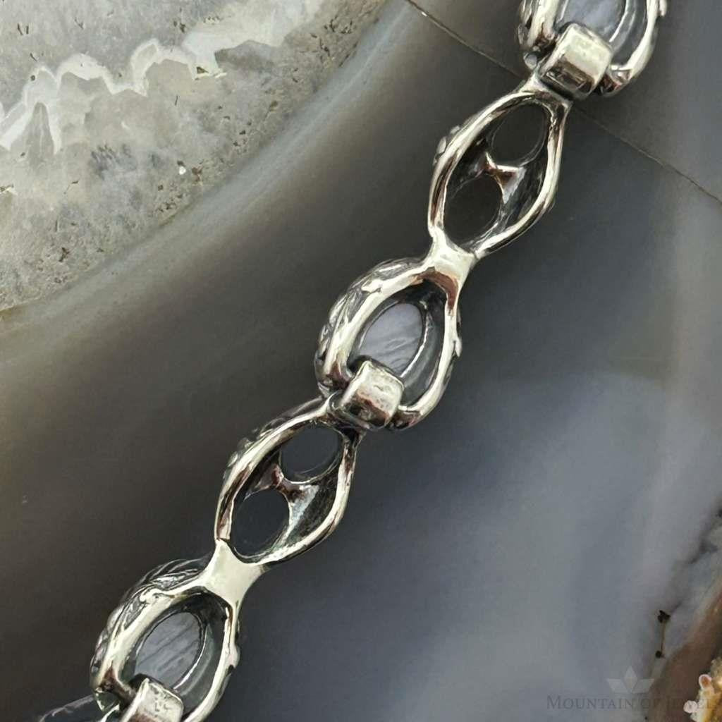 Carolyn Pollack Sterling Silver 7 Oval Blue Lace Agate Link Bracelet For Women