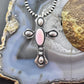 Richard Yazza Sterling Silver Oval Pink Conch Decorated Unisex Cross Pendant