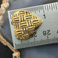 10K Yellow Gold Woven Pattern Heart Pendant, Dainty Pendant Necklace For Women