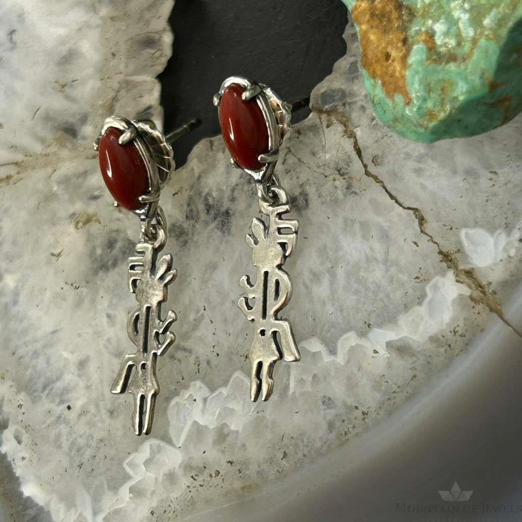 Carolyn Pollack Sterling Silver Red Jasper W/Kokopelli Dangle Earrings For Women
