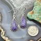 Sterling Silver Southwestern Style Teardrop Charoite Dangle Earrings For Women