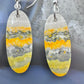 Sterling Silver Elongated Oval Bumblebee Jasper Slab Dangle Earrings For Women #229