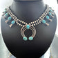 Sterling Silver Southwestern Style Turquoise Squash Blossom 18"-20" Necklace For Women