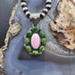 Native American Sterling Silver Sonora Gold Turquoise & Pink Conch Cluster Pendant For Women