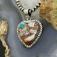Sterling Silver Southwestern Style Turquoise Spiny Oyster Heart Pendant For Women