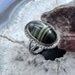 Vintage Native American Silver Oval Blackjack Decorated Ring Size 7 For Women
