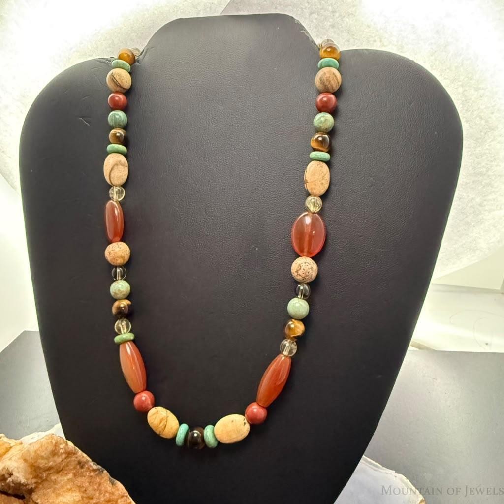 Carolyn Pollack Sterling Silver Multistone Beads 18" Necklace For Women