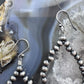 Sterling Silver Southwestern Style Navajo Pearl & Turquoise Bead Hoop Earrings For Women