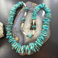 Vintage Native American Large & Heavy Rough Turquoise Beads w/MOP Necklace For Women
