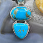 Native American Sterling Silver 2 Turquoise Decorated Pendant For Women