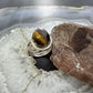 Sterling Silver Southwestern Style Oval Tiger's Eye Decorated Ring Size 8 For Women